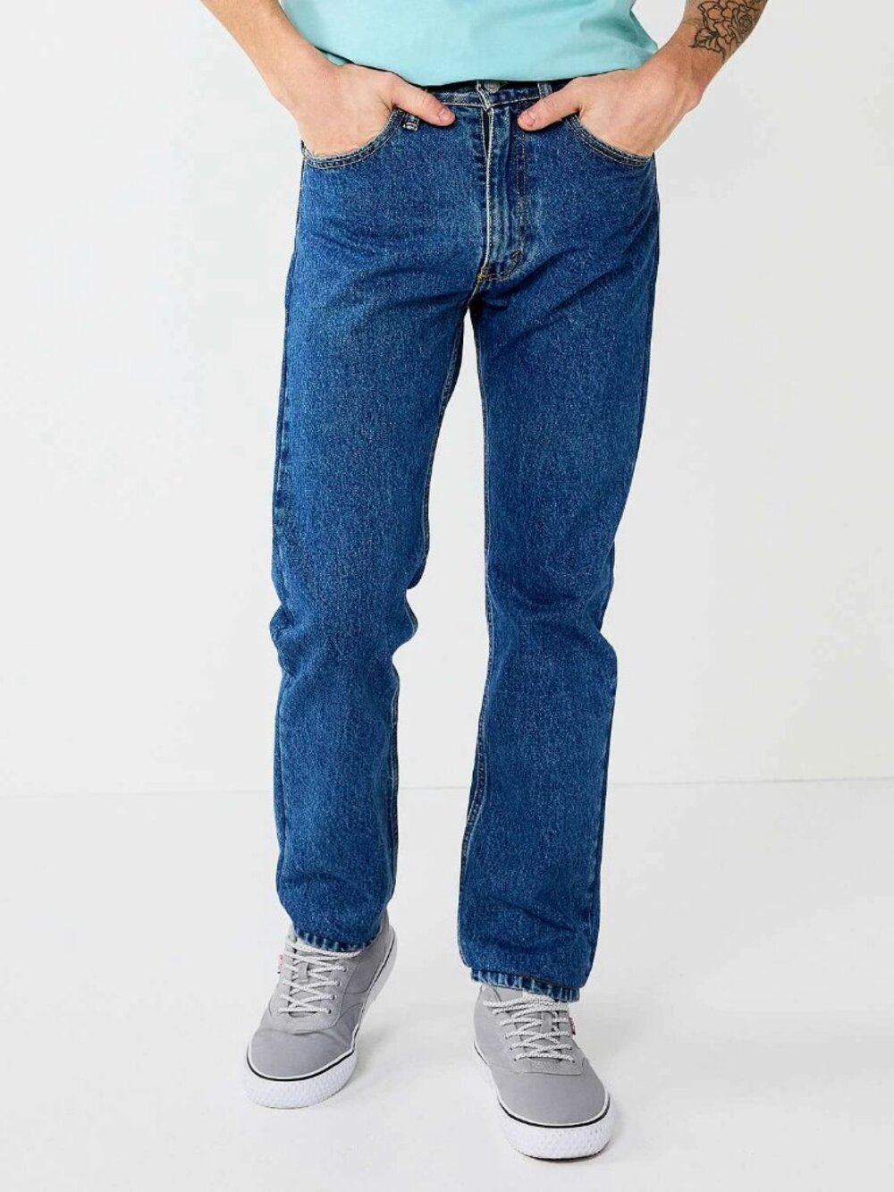 Levi's 505 Men's Stonewash Blue Denim Straight Leg Regular Fit Jeans 38 x 34